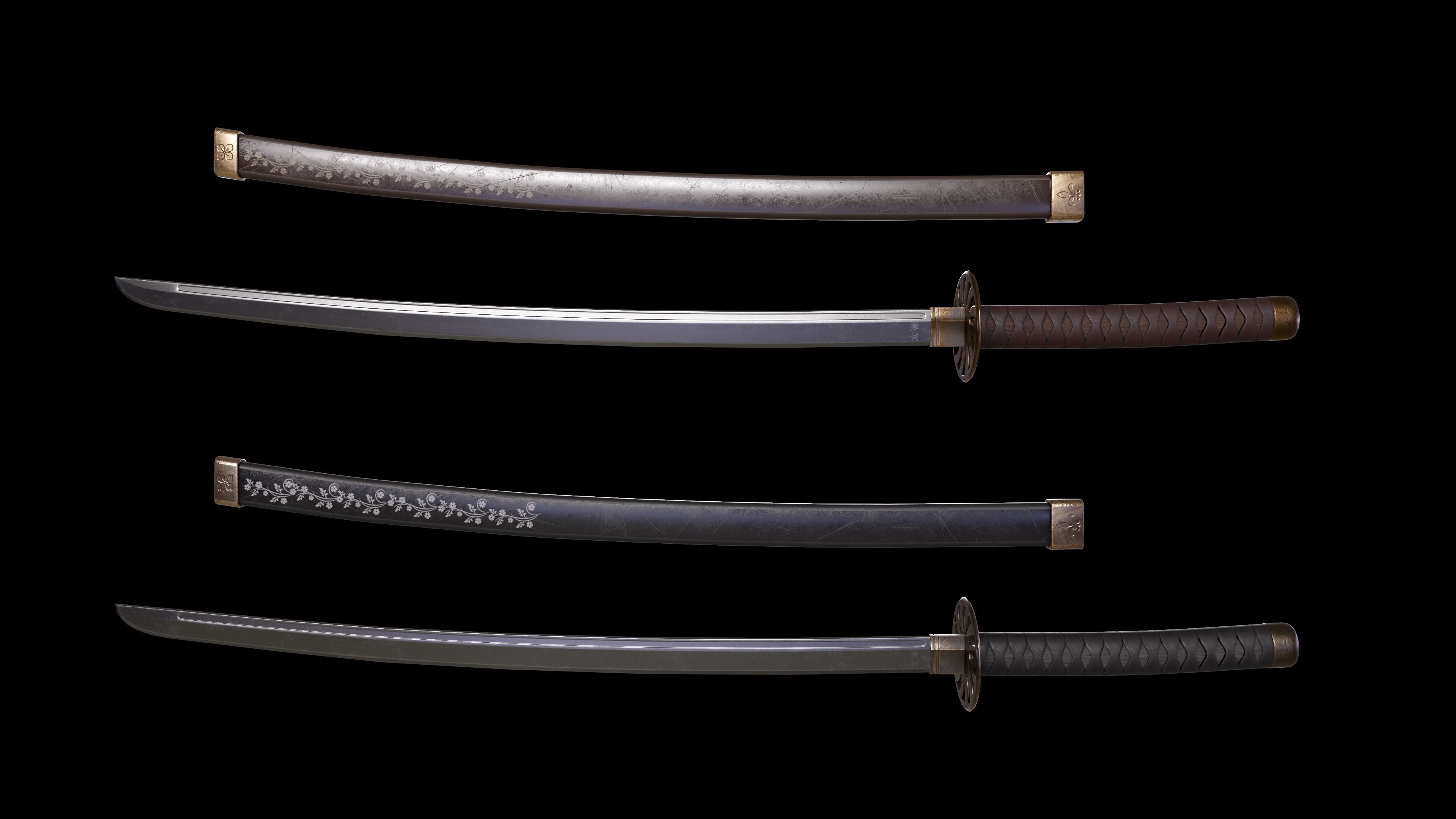 Samurai Katana - Game Ready Low-poly 3D model_9