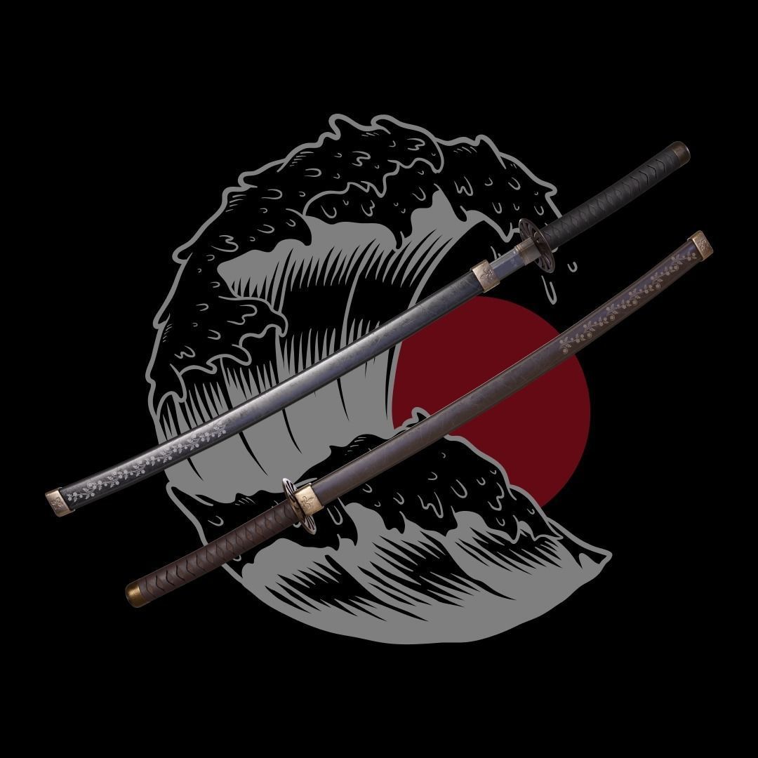 Samurai Katana - Game Ready Low-poly 3D model_5