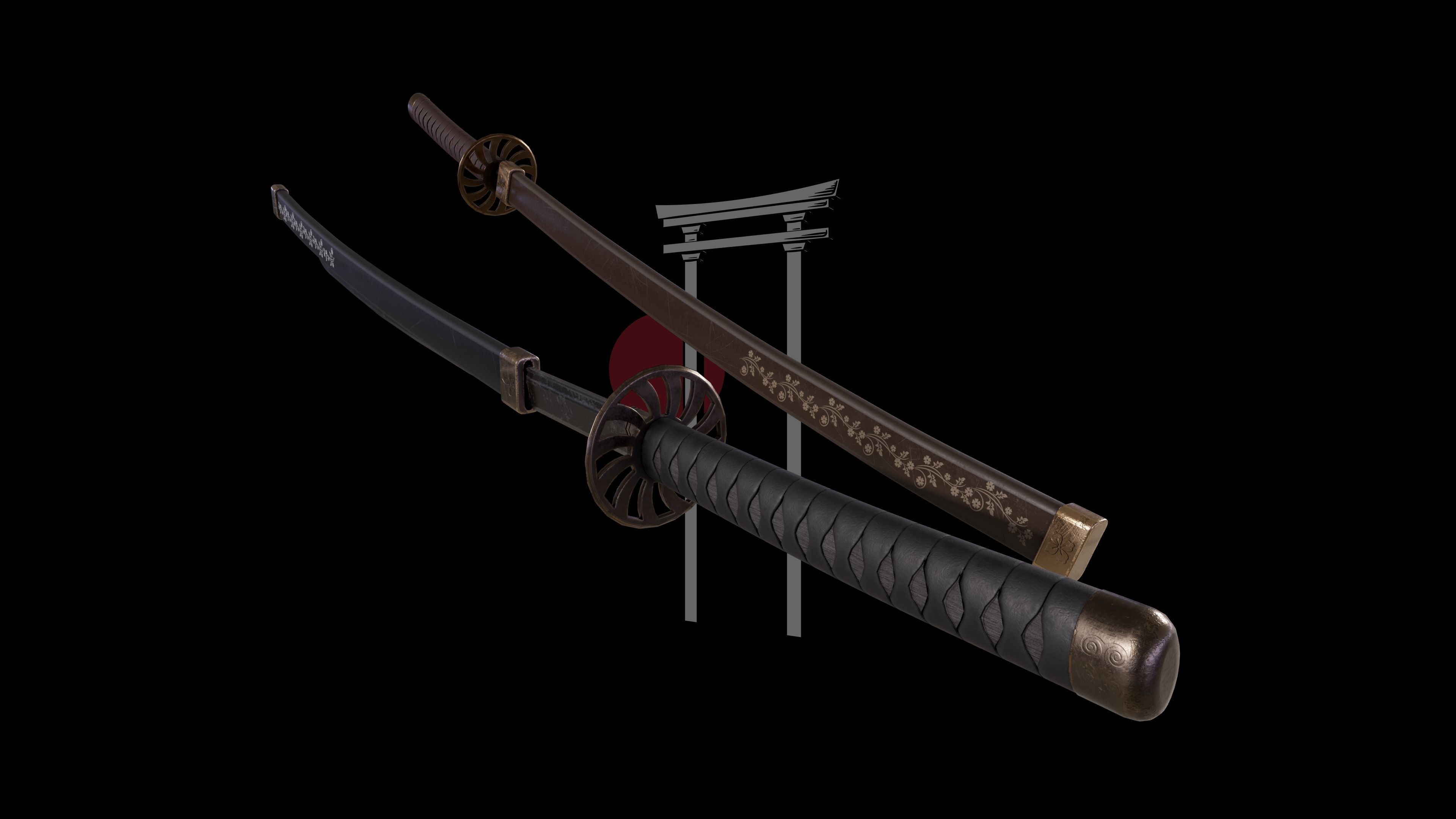 Samurai Katana - Game Ready Low-poly 3D model_6