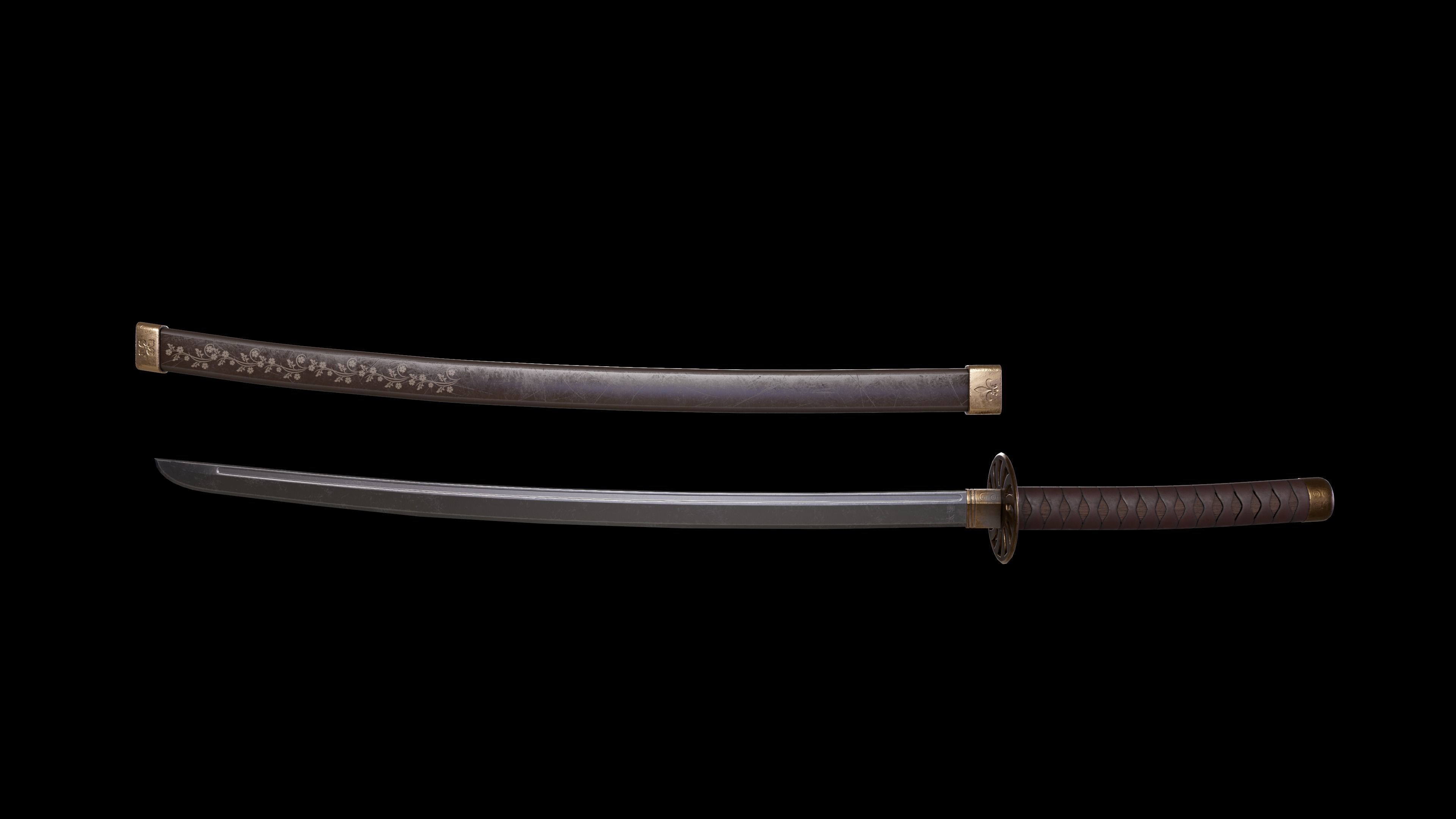 Samurai Katana - Game Ready Low-poly 3D model_8