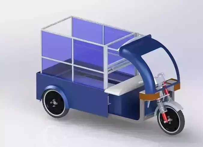 E RICKSHAW tricycle with glass container