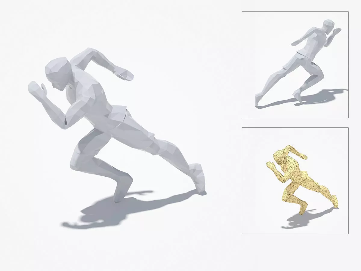 Runner Low Poly Sport Pose Low-poly 3D model_0