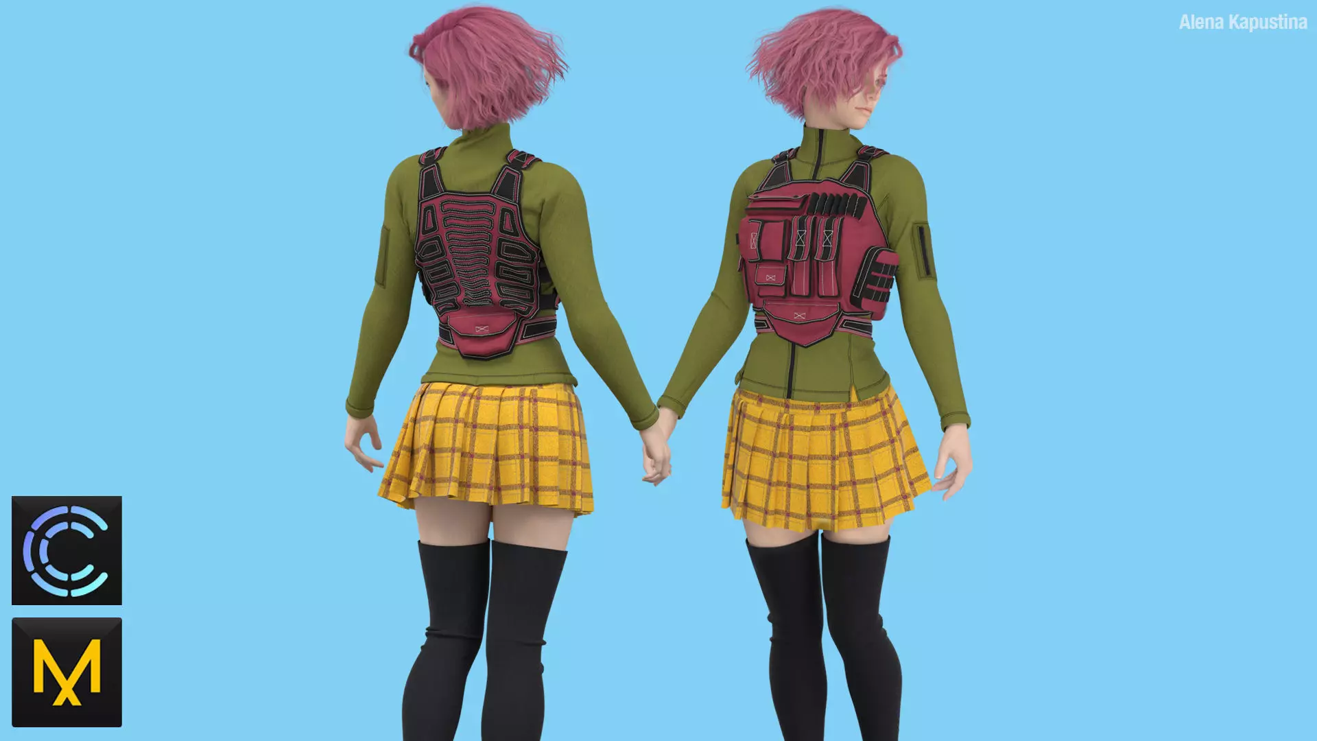 Female outfit Marvelous Designer project 3D model | CGTrader