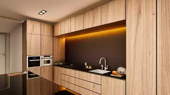 Kitchen model modern with wooden cabinets