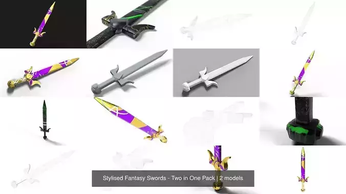Stylised Fantasy Swords - Two in One Pack