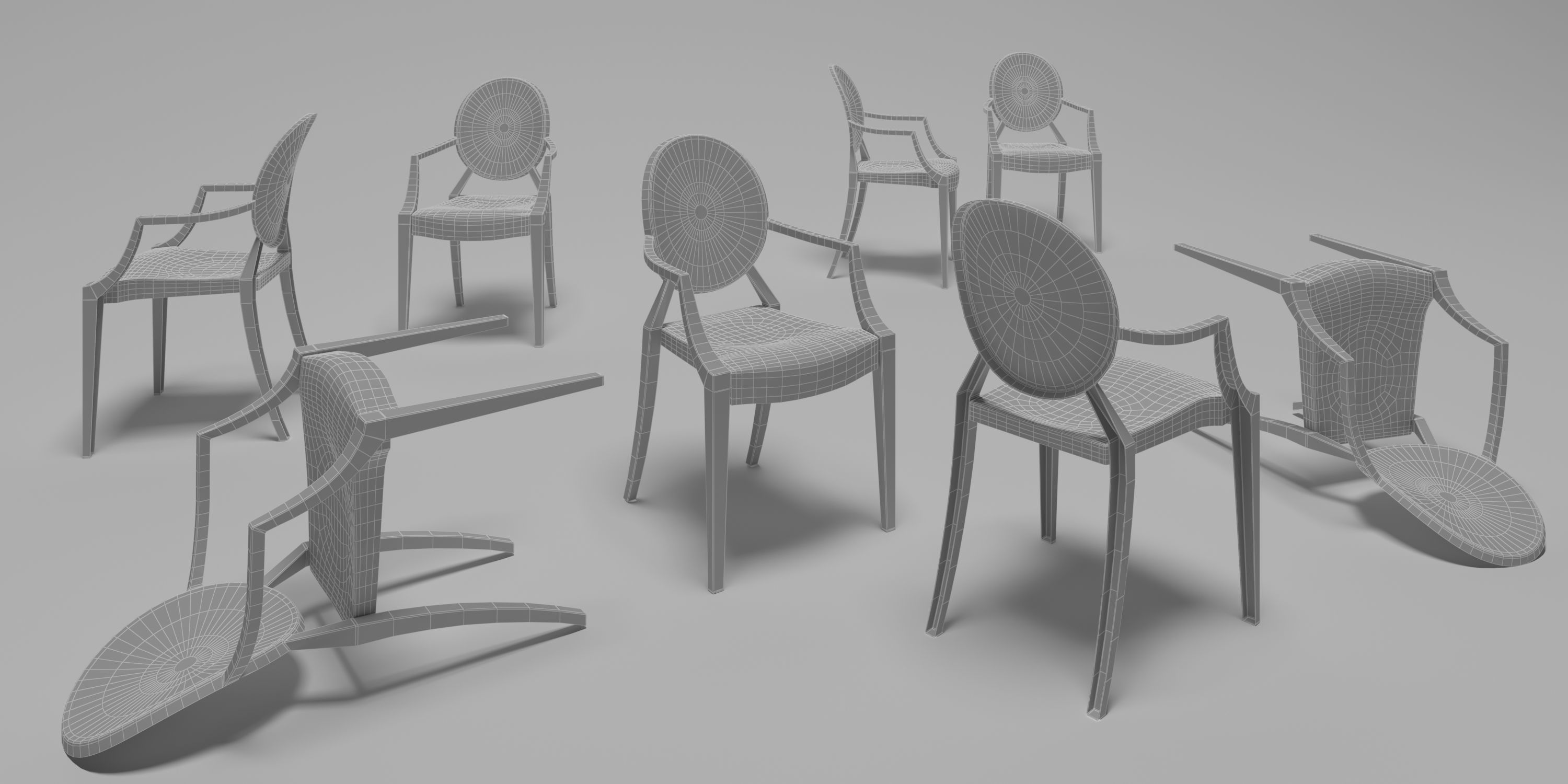 Philippe Starck Kartell Louis Ghost chair 3D model_1
