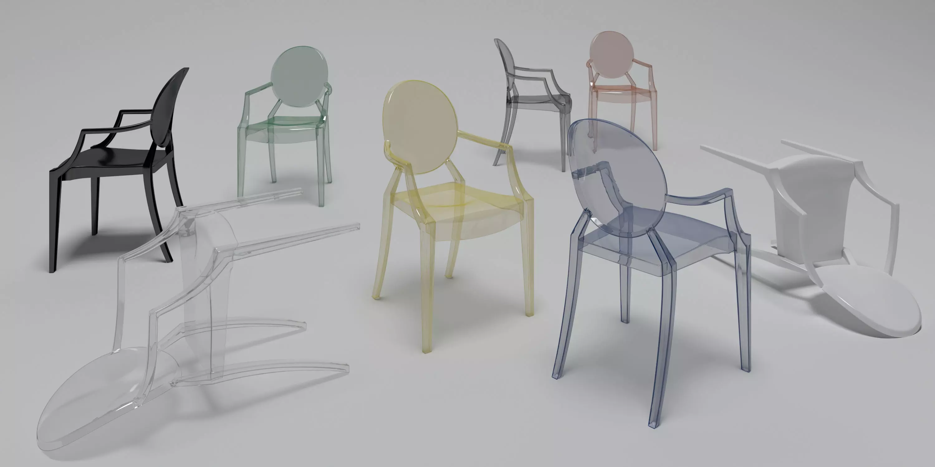 Philippe Starck Kartell Louis Ghost chair 3D model_0