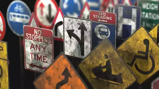 Traffic Sign Collection VOL 1 Low-poly 3D model