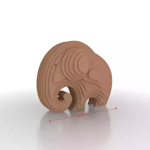 Elephant 3D Print Model wooden toy