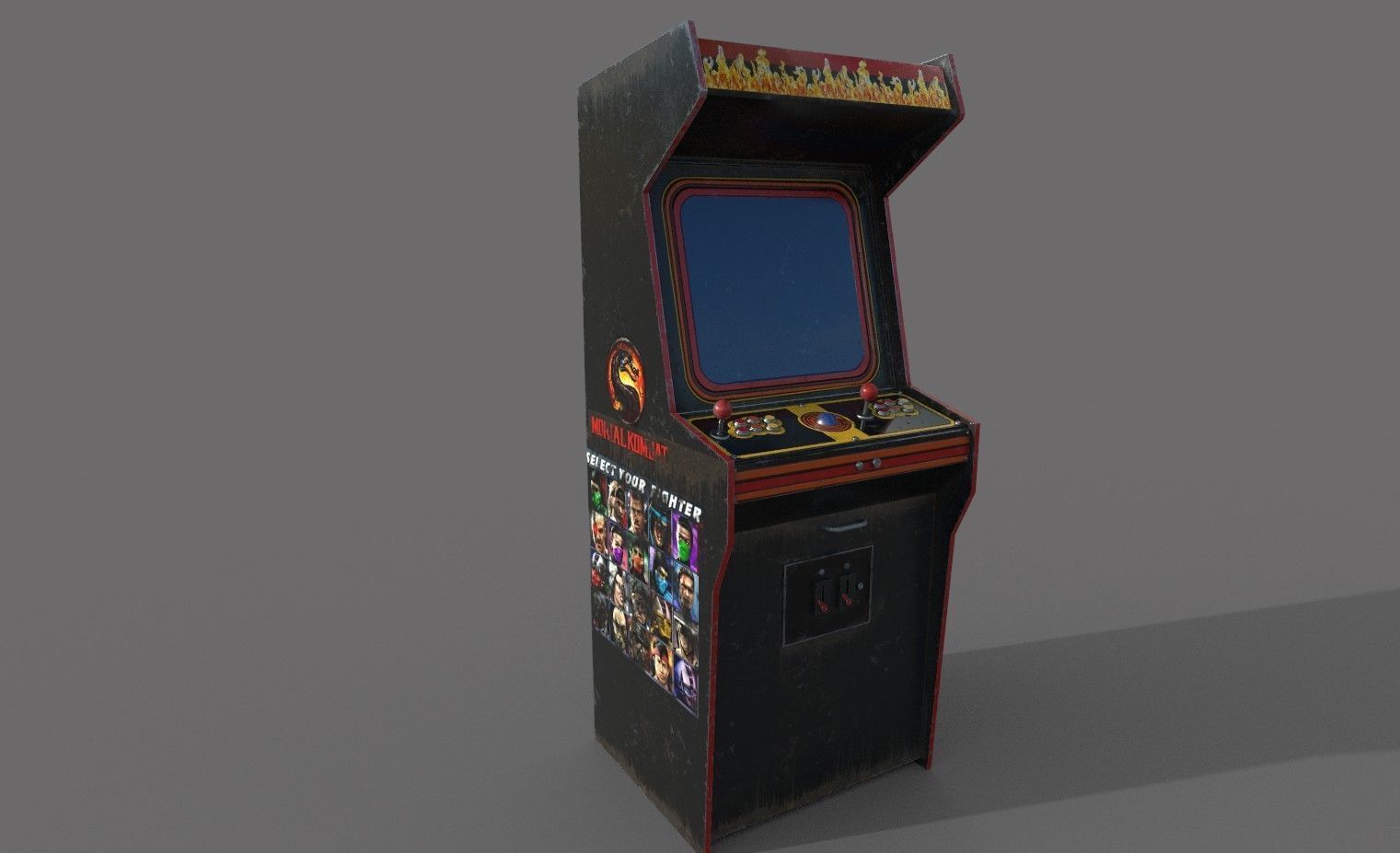 Arcade Game Machine Used Low-poly 3D model_8