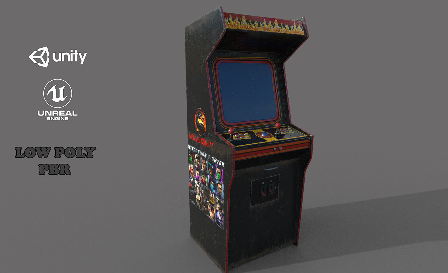 Arcade Game Machine Used Low-poly 3D model_9