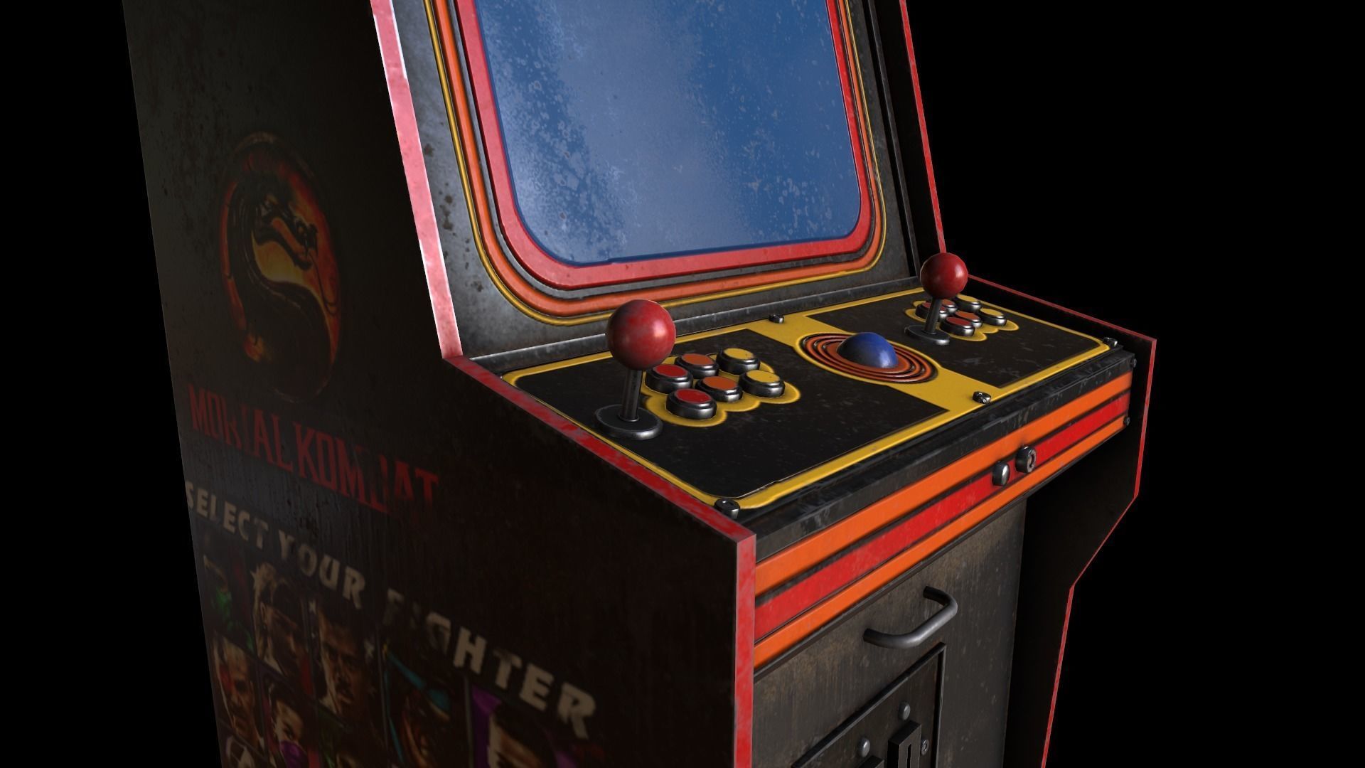 Arcade Game Machine Used Low-poly 3D model_3