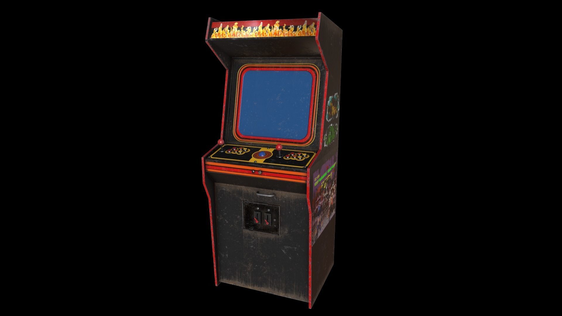 Arcade Game Machine Used Low-poly 3D model_4