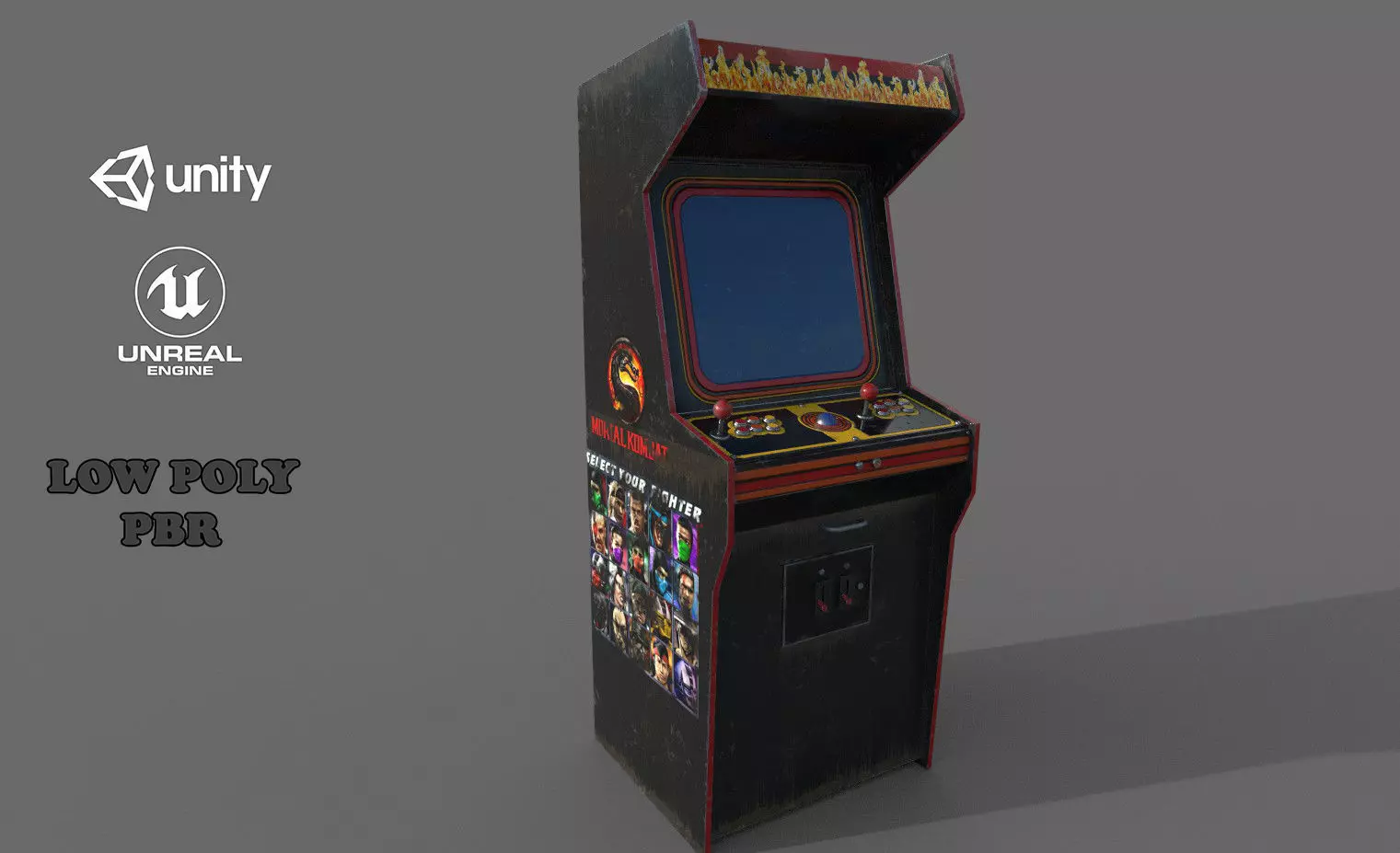 Arcade Game Machine Used Low-poly 3D model_0