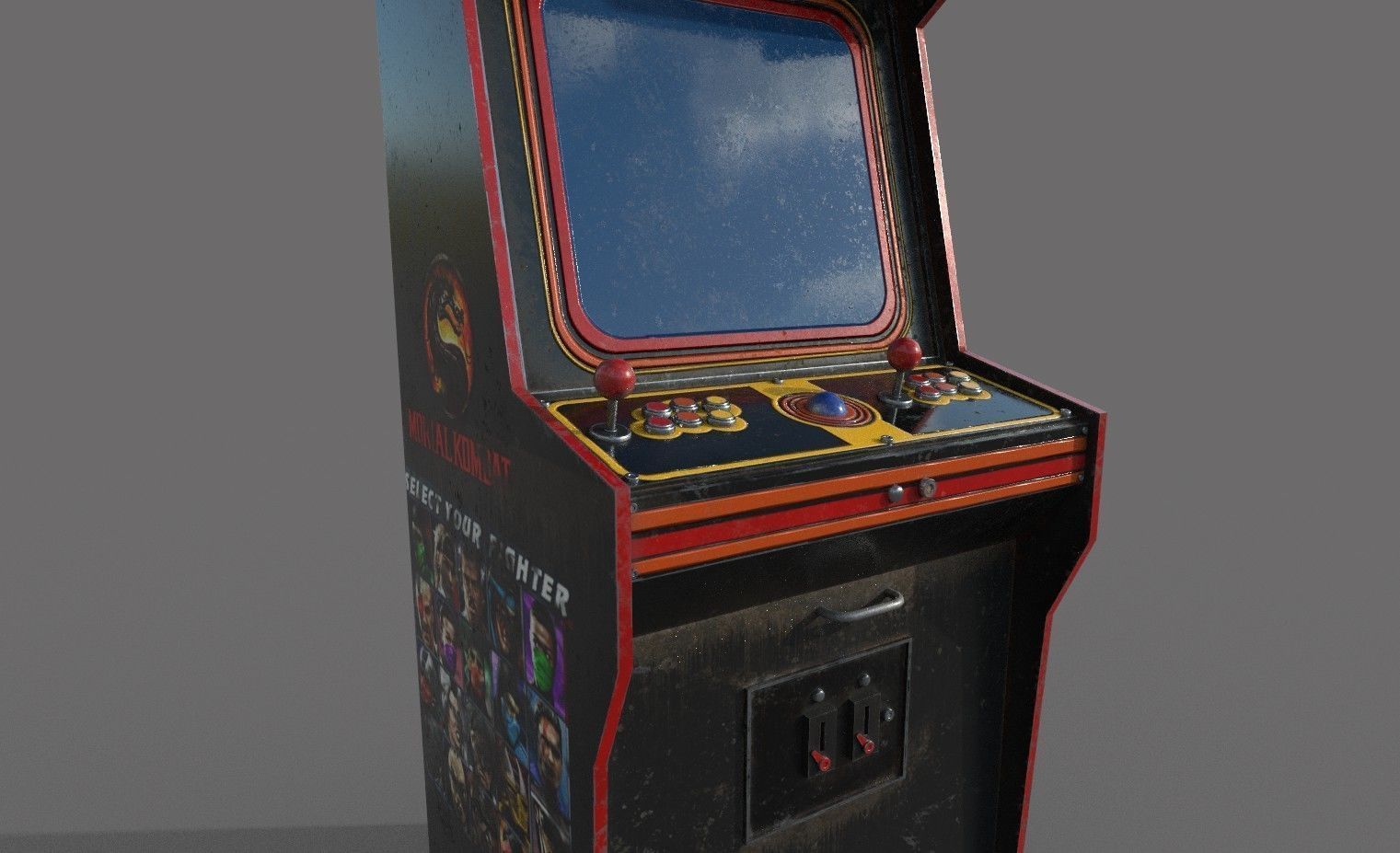 Arcade Game Machine Used Low-poly 3D model_2