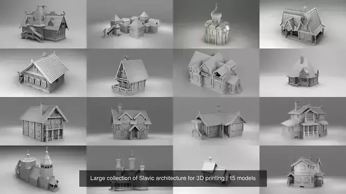 Large collection of Slavic architecture for 3D printing 