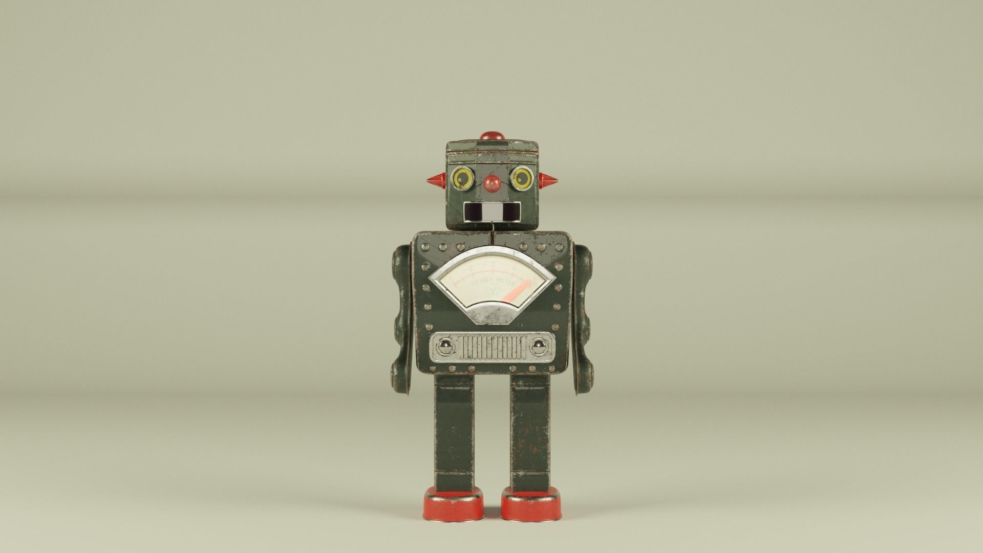 Vintage toy robot 1960 3D model_7