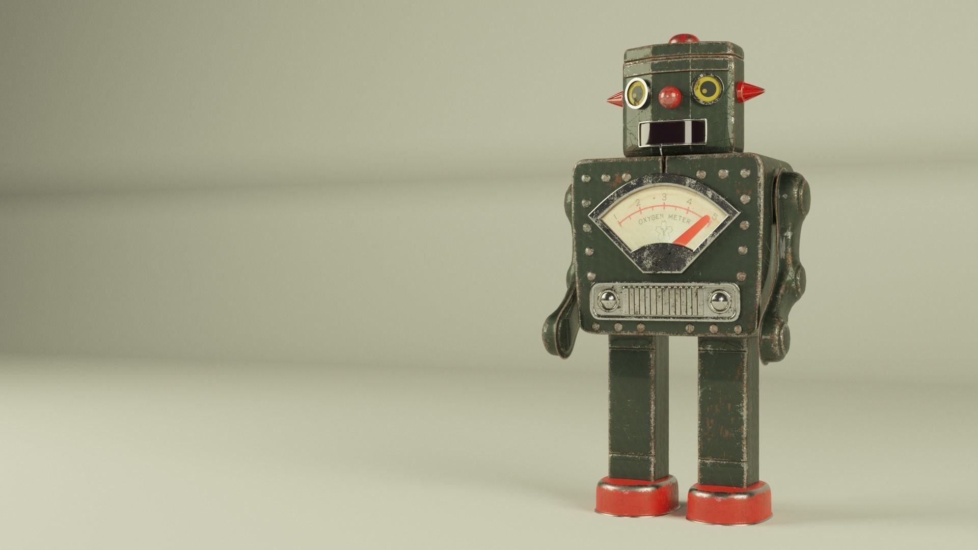 Vintage toy robot 1960 3D model_3