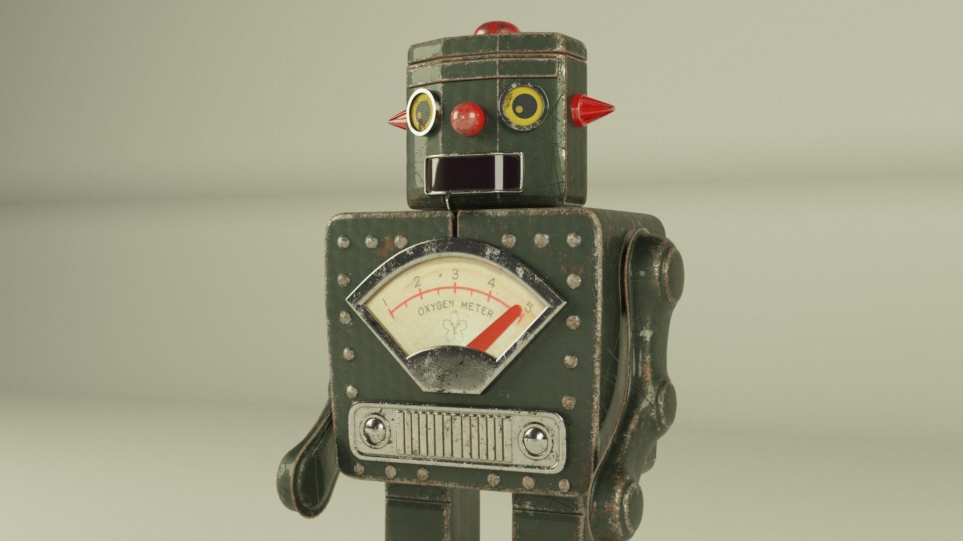 Vintage toy robot 1960 3D model_4