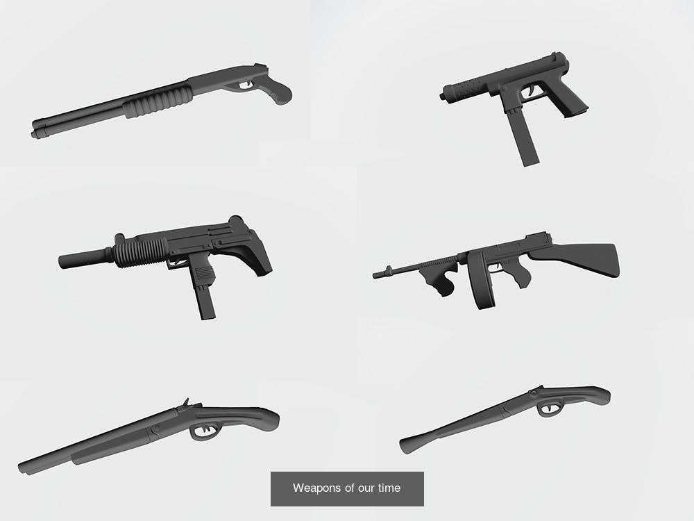 Guns and melee weapons 3D Model Collection_4