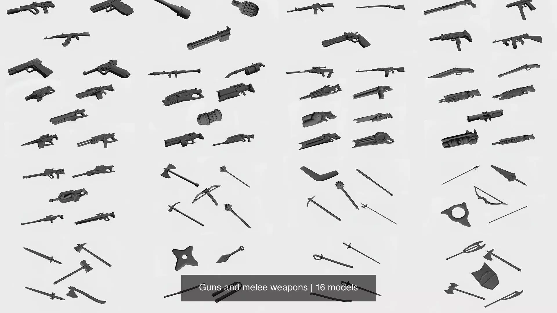 Guns and melee weapons 3D Model Collection_0