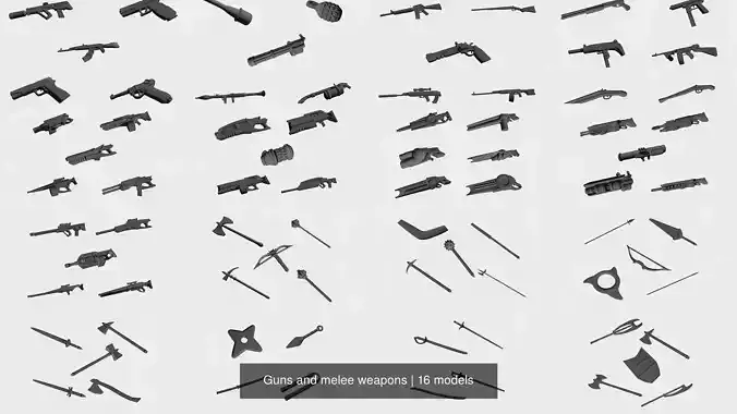 Guns and melee weapons 3D Model Collection