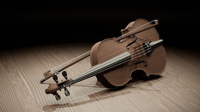 Dark Walnut Violin Low-poly 3D model