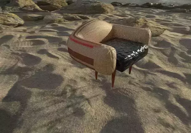 farniture chair floating in sand