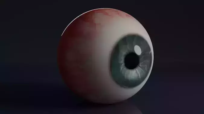 Realistic procedural eyeball with light blue cyan iris Low-poly 3D model