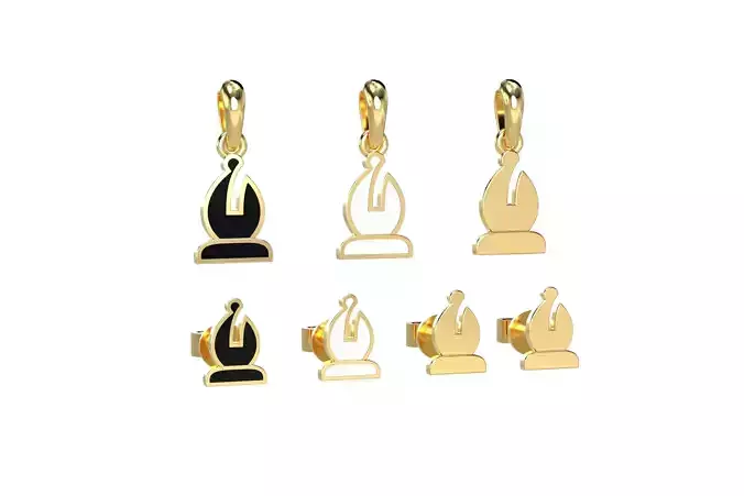 Bishop pendant and earrings chess set