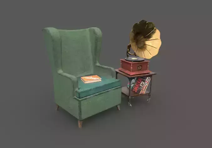 Gramophone And  Arm Chair