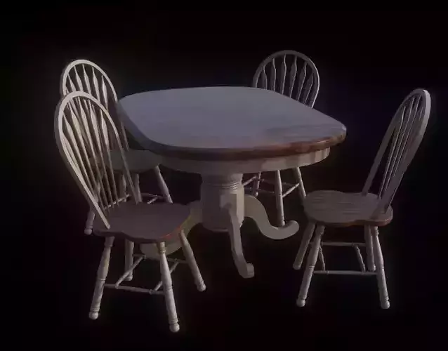 Table Set four wooden chairs and