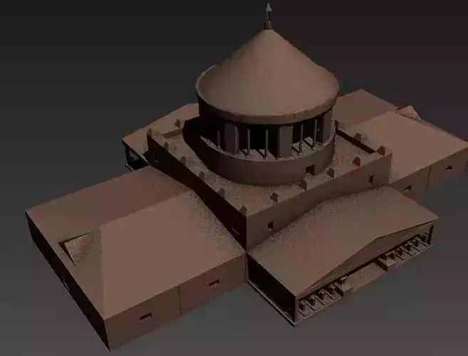 Temple castle Low-poly 3D model