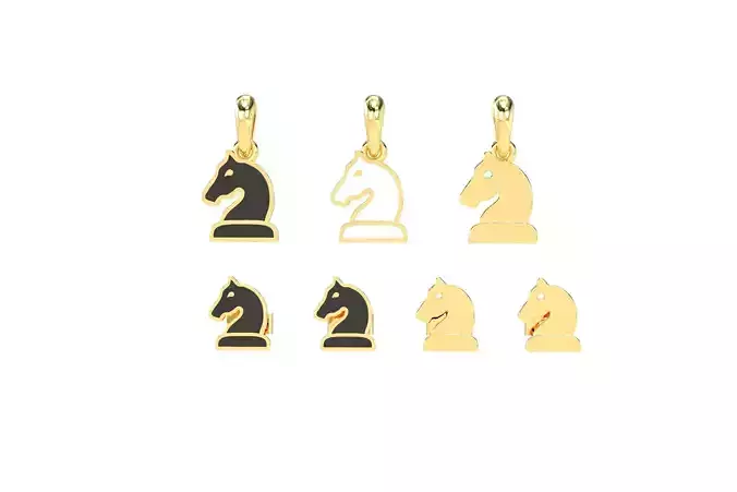 Knight pendant and earrings chess set  3D print model