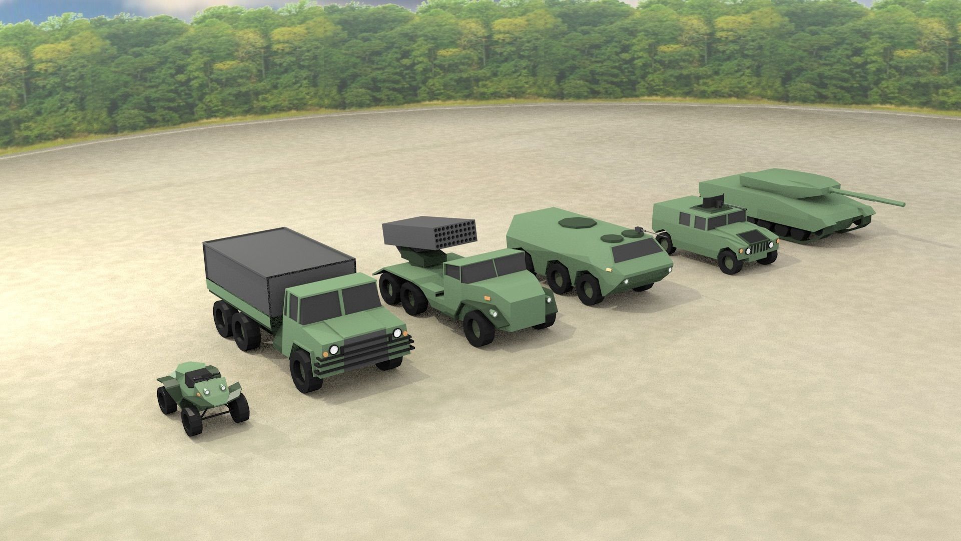LOW POLY TACTICAL VEHICLES - Pack of 6 Low-poly 3D model_2