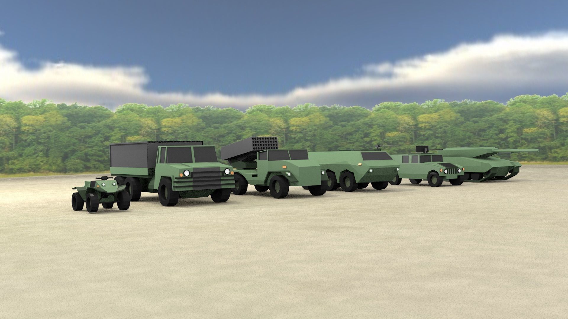 LOW POLY TACTICAL VEHICLES - Pack of 6 Low-poly 3D model_3