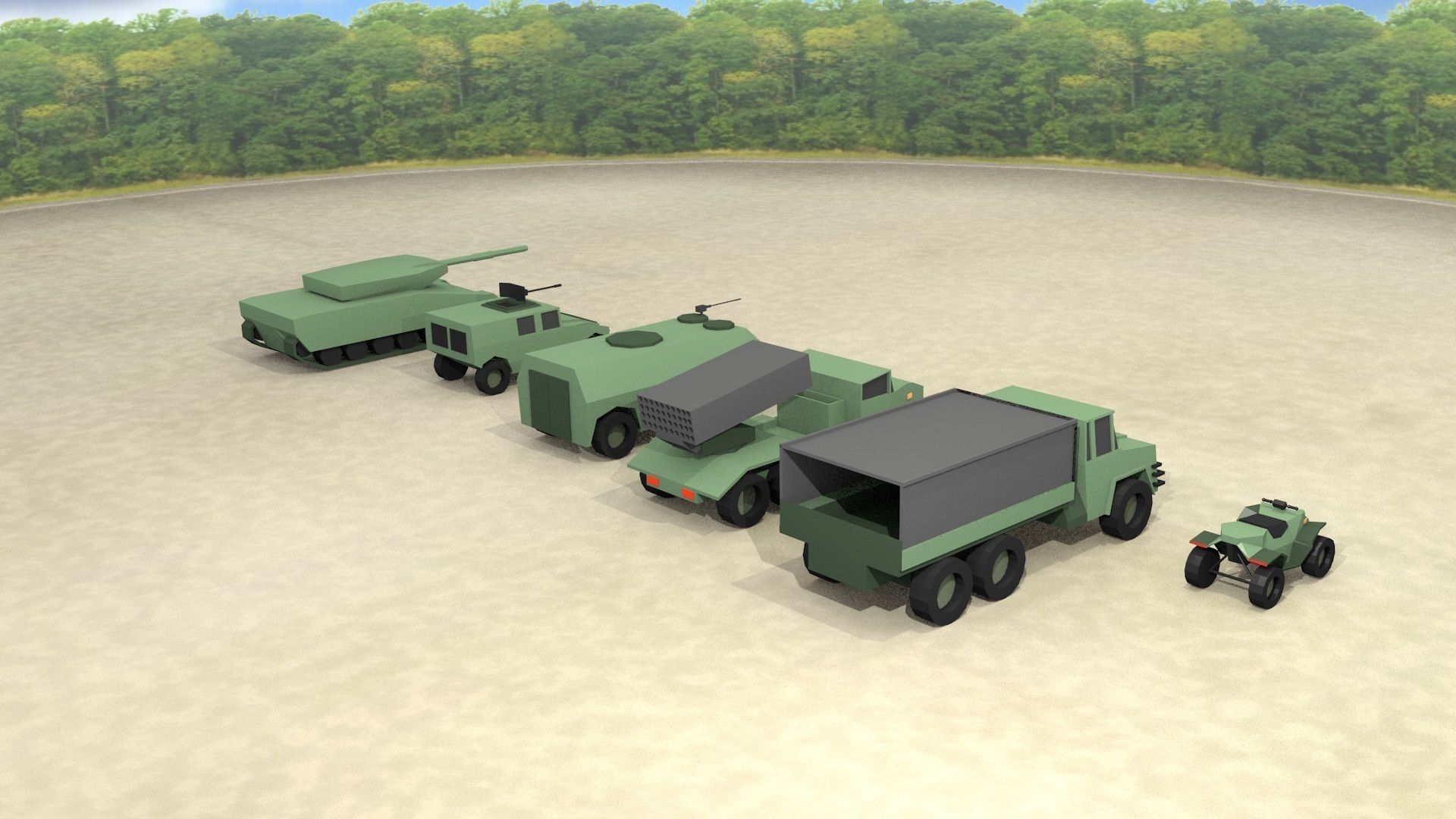 LOW POLY TACTICAL VEHICLES - Pack of 6 Low-poly 3D model_4