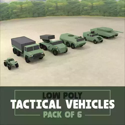 LOW POLY TACTICAL VEHICLES - Pack of 6 Low-poly 3D model LOW POLY TACTICAL VEHICLES - Pack of 6 Low-poly 3D model