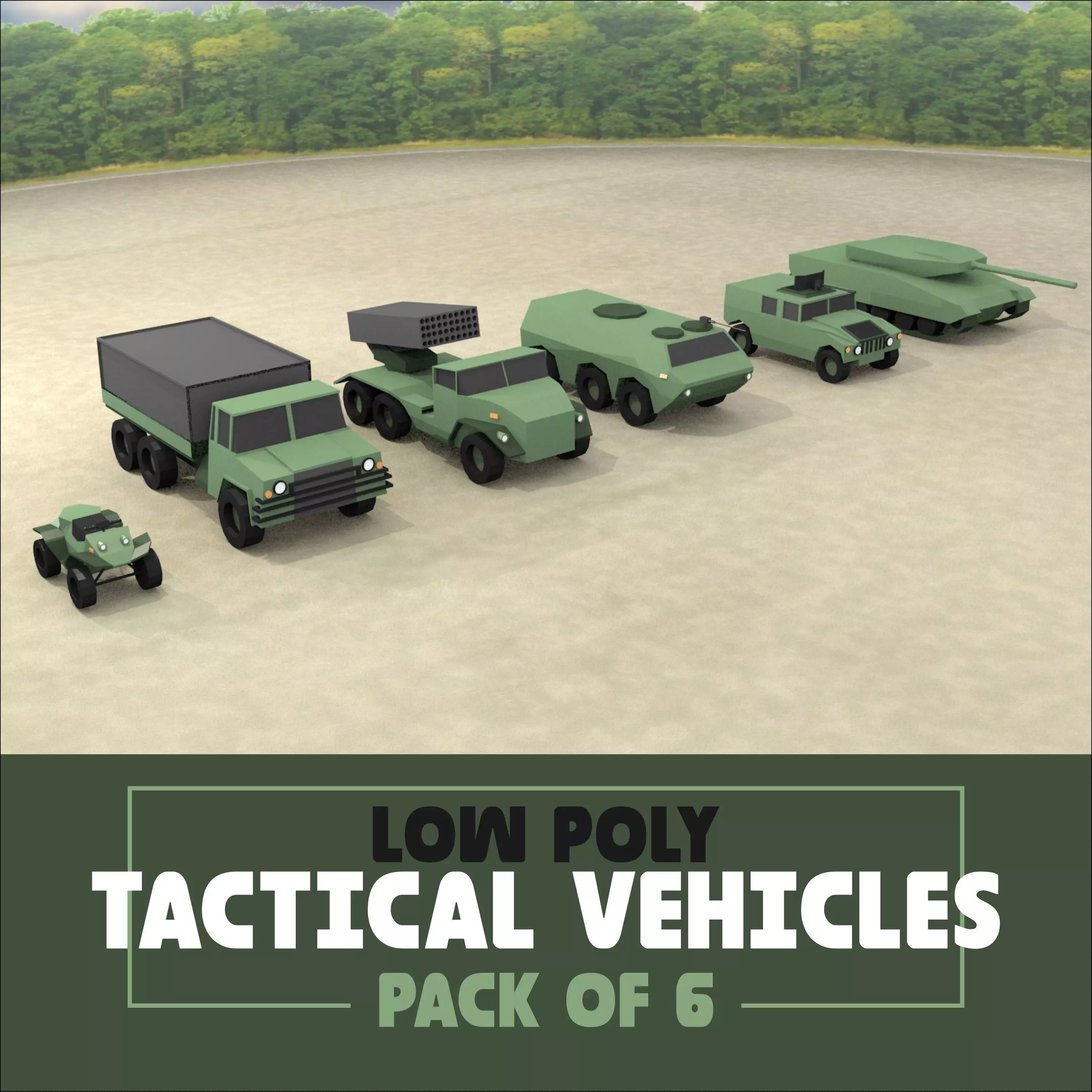 LOW POLY TACTICAL VEHICLES - Pack of 6 Low-poly 3D model_0