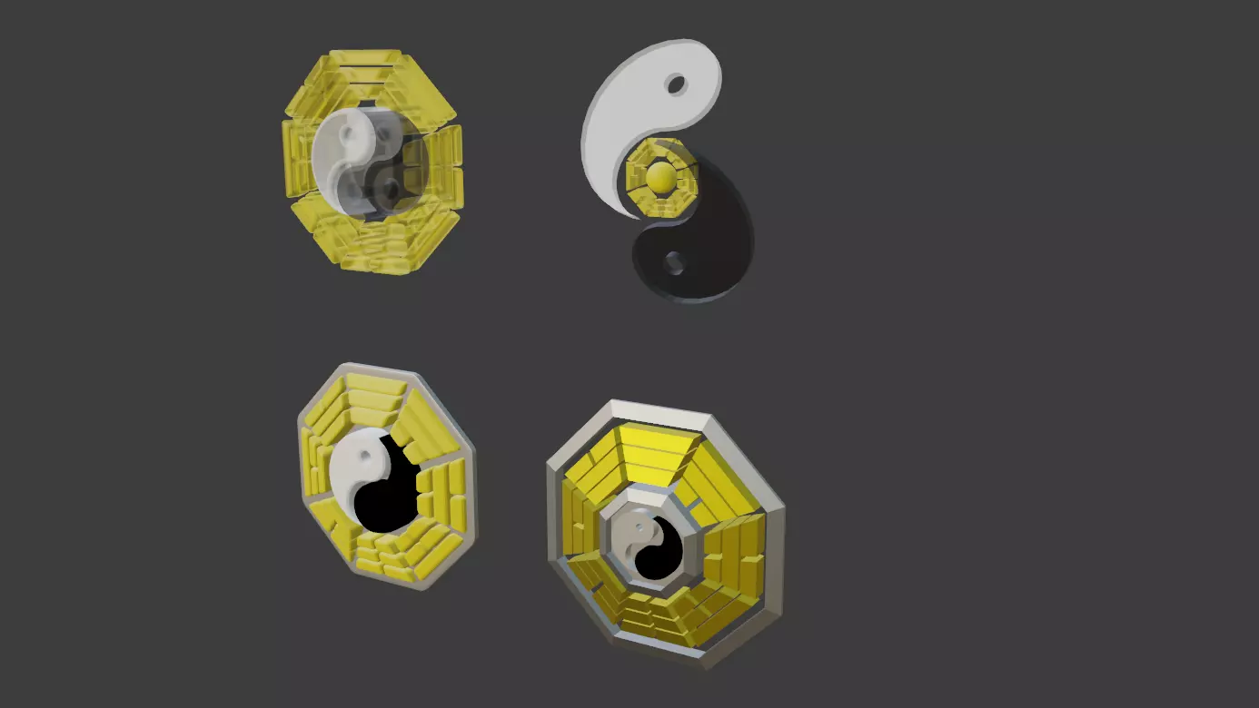 Bagua Yin Yang Low-poly 3D model_0