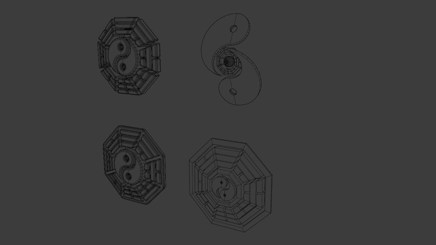 Bagua Yin Yang Low-poly 3D model_1