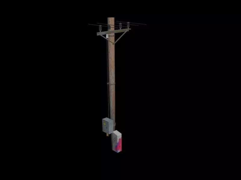 power pole  Low-poly 3D model_0