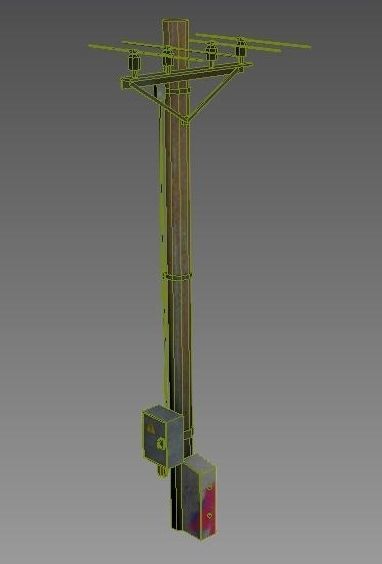 power pole  Low-poly 3D model_2