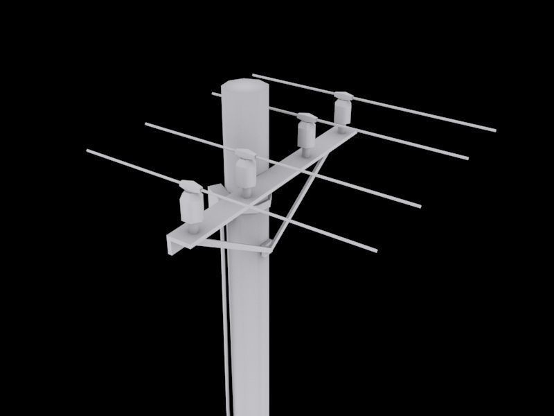 power pole  Low-poly 3D model_5