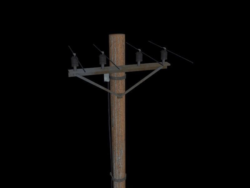 power pole  Low-poly 3D model_9