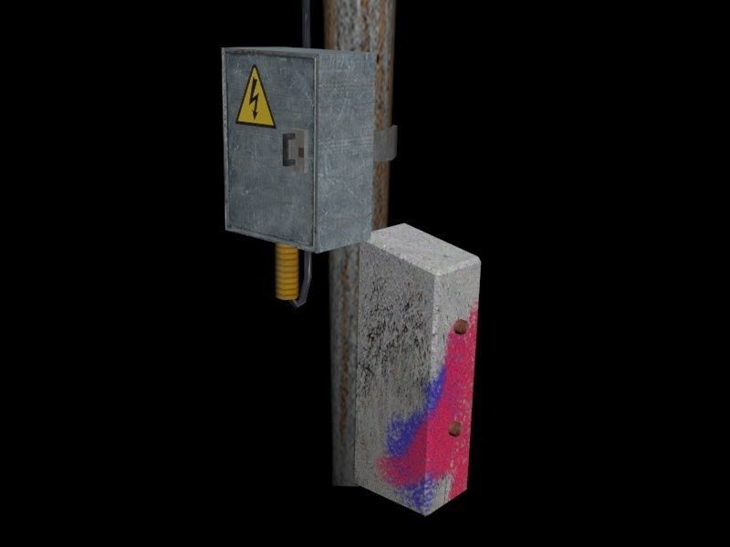 power pole  Low-poly 3D model_1