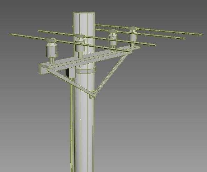power pole  Low-poly 3D model_4