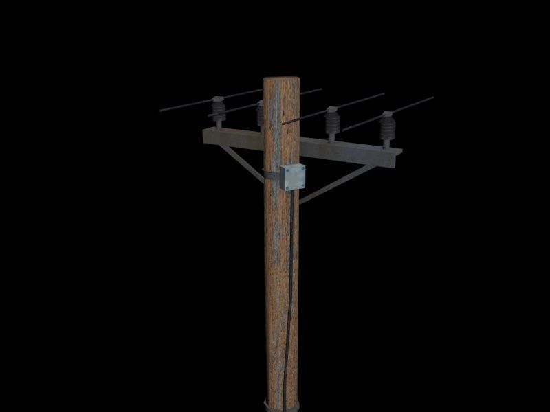 power pole  Low-poly 3D model_8