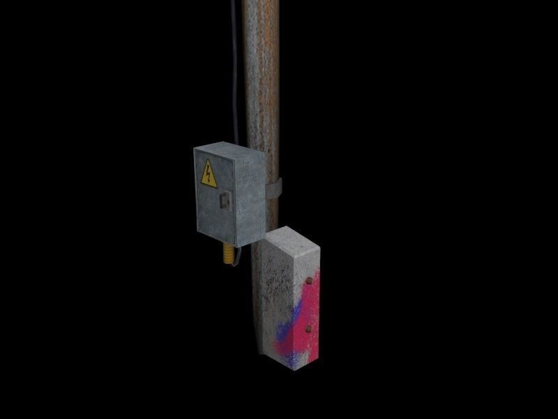 power pole  Low-poly 3D model_7