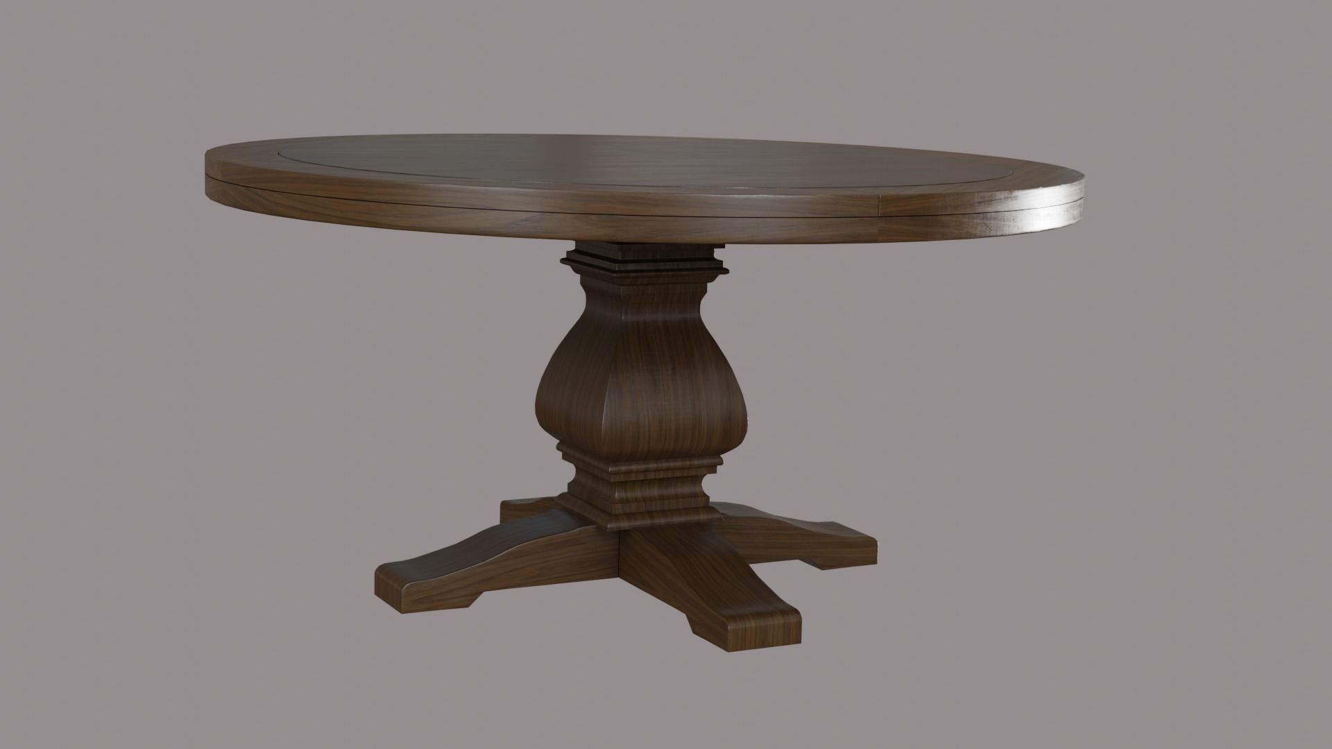 Round Lisette Dining Table walnut wood Low-poly 3D model_3